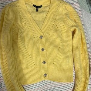 White House Black Market Yellow Cardigan Sweater